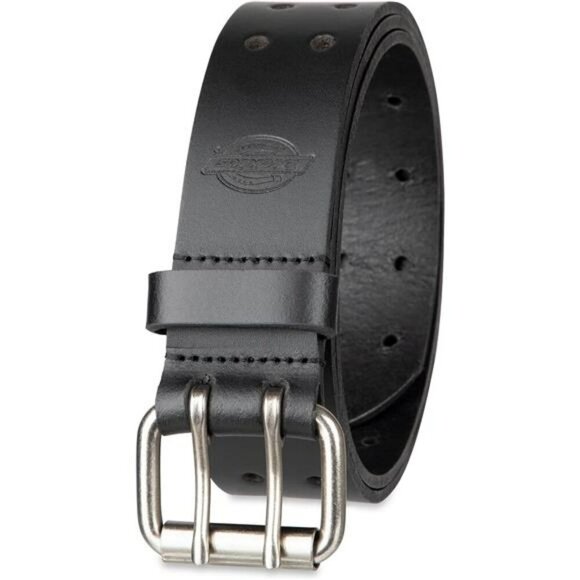Mens leather belt double prong buckle heavy duty adjustable casual work wear - Picture 7 of 7